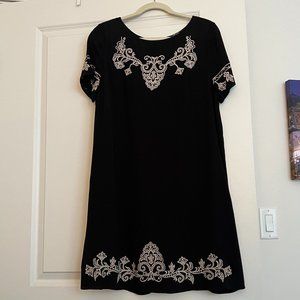 Lulus Black and White Embroidered Shift Dress